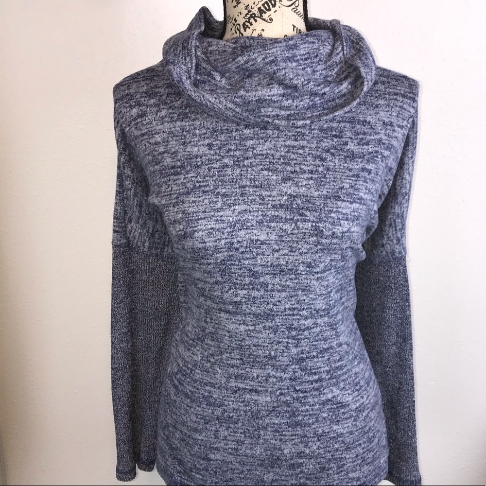 Harmony & Balance Womens Blissful Heather Blue & Gray Cowl Neck Sweatshirt Sz 1X